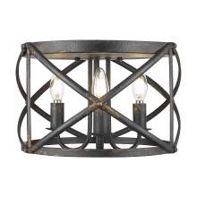 Golden Canada 0890-FM ABI - Golden Lighting Alcott 3-light Flush Mount in Antique Black Iron